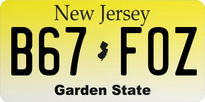 NJ license plate B67FOZ