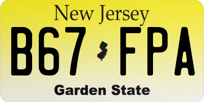 NJ license plate B67FPA