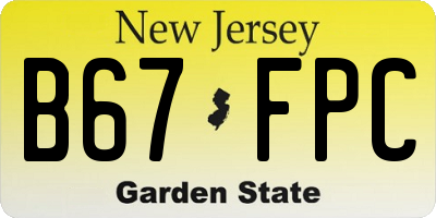 NJ license plate B67FPC