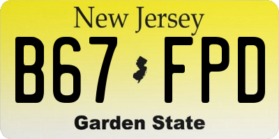 NJ license plate B67FPD