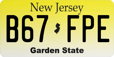 NJ license plate B67FPE
