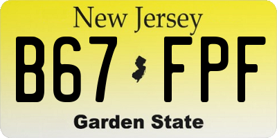 NJ license plate B67FPF
