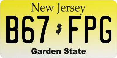 NJ license plate B67FPG