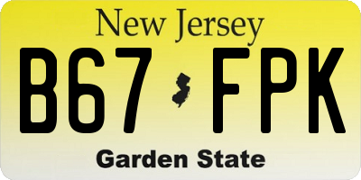 NJ license plate B67FPK