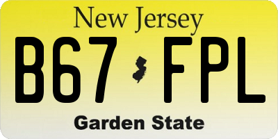 NJ license plate B67FPL