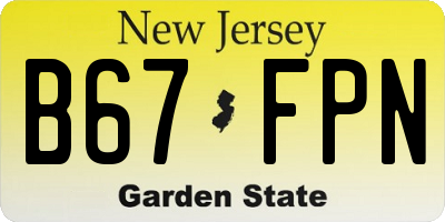 NJ license plate B67FPN