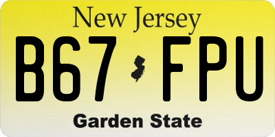 NJ license plate B67FPU
