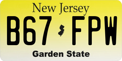 NJ license plate B67FPW