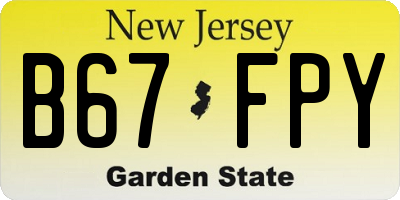 NJ license plate B67FPY