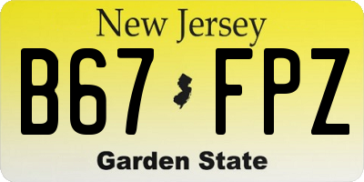 NJ license plate B67FPZ