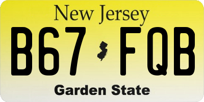 NJ license plate B67FQB