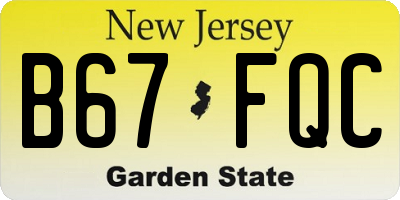 NJ license plate B67FQC