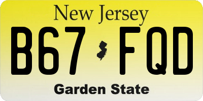 NJ license plate B67FQD