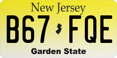 NJ license plate B67FQE