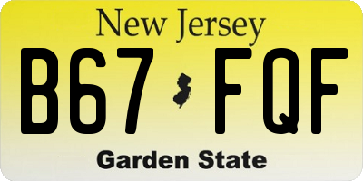 NJ license plate B67FQF