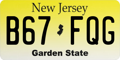 NJ license plate B67FQG