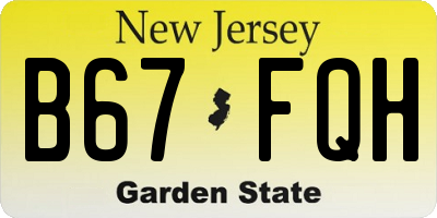 NJ license plate B67FQH