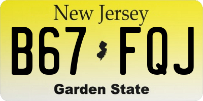 NJ license plate B67FQJ