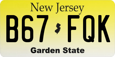 NJ license plate B67FQK
