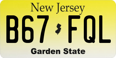 NJ license plate B67FQL