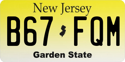 NJ license plate B67FQM