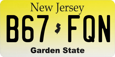 NJ license plate B67FQN
