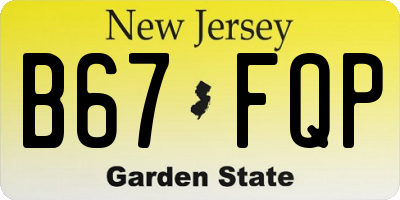 NJ license plate B67FQP