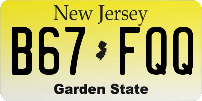 NJ license plate B67FQQ