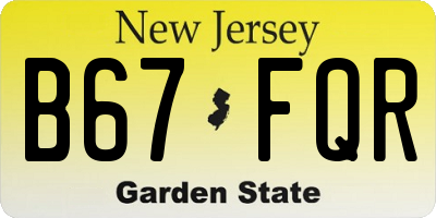 NJ license plate B67FQR