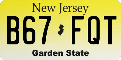 NJ license plate B67FQT