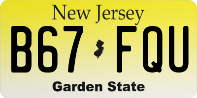 NJ license plate B67FQU
