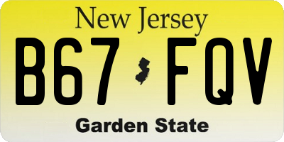 NJ license plate B67FQV