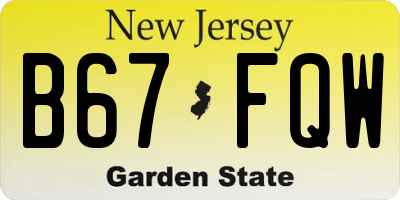 NJ license plate B67FQW