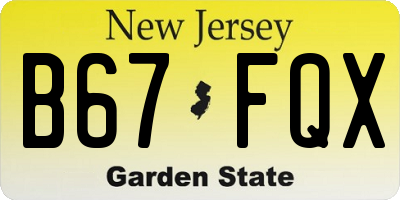 NJ license plate B67FQX