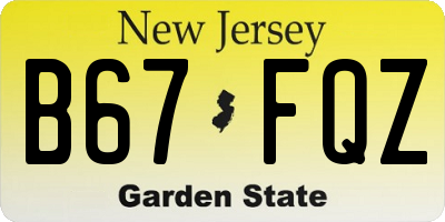 NJ license plate B67FQZ