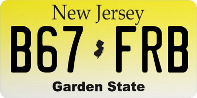 NJ license plate B67FRB