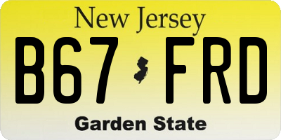 NJ license plate B67FRD