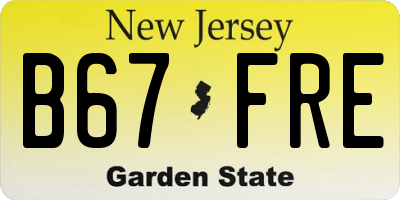 NJ license plate B67FRE