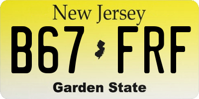 NJ license plate B67FRF