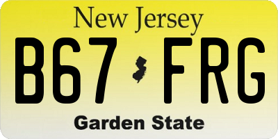 NJ license plate B67FRG
