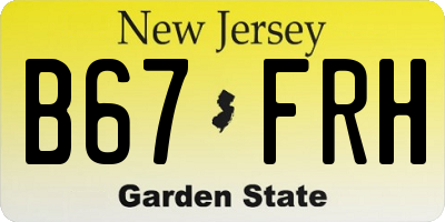 NJ license plate B67FRH