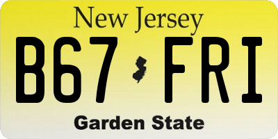 NJ license plate B67FRI
