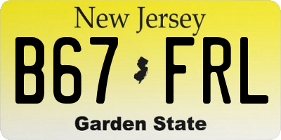 NJ license plate B67FRL