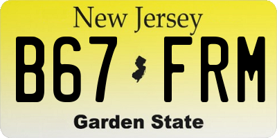 NJ license plate B67FRM