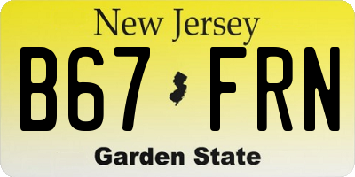 NJ license plate B67FRN