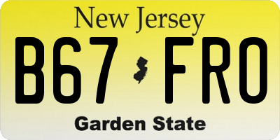 NJ license plate B67FRO