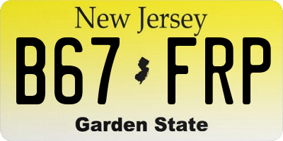 NJ license plate B67FRP