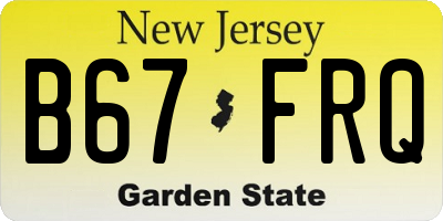 NJ license plate B67FRQ
