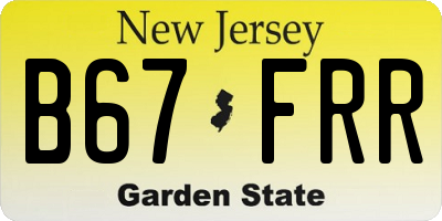NJ license plate B67FRR