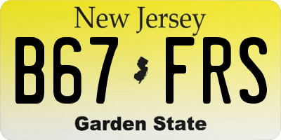 NJ license plate B67FRS